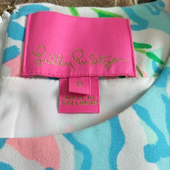 Lilly Pulitzer Pink and Blue Patterned Fabric - Picture 3 of 3
